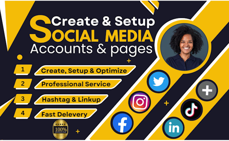 Let me create, set up, and optimize all your social media accounts professionally.