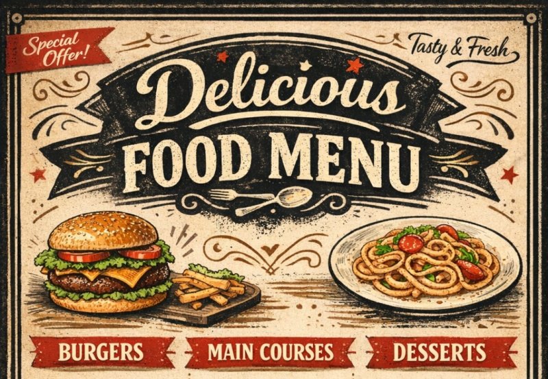 I can design a professional, well-looking menu tailored for your restaurant or café.